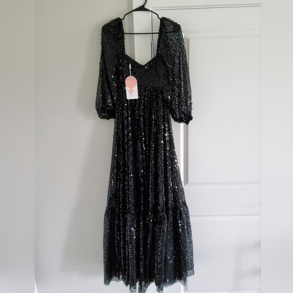 Selkie Black Princess Sequin Gown - Picture 7 of 16